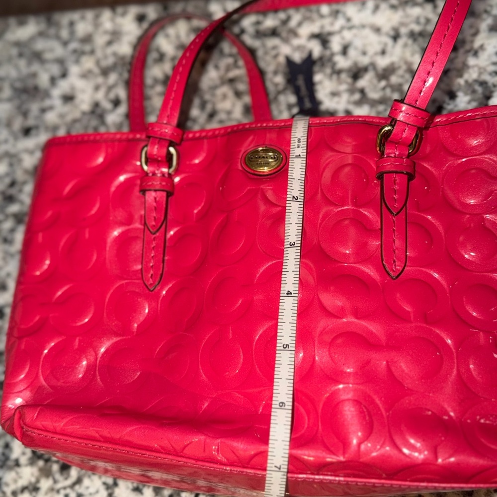 Coach Y2K Vibrant Pink Embossed Small Tote with Gold Accents - Picture 12 of 13